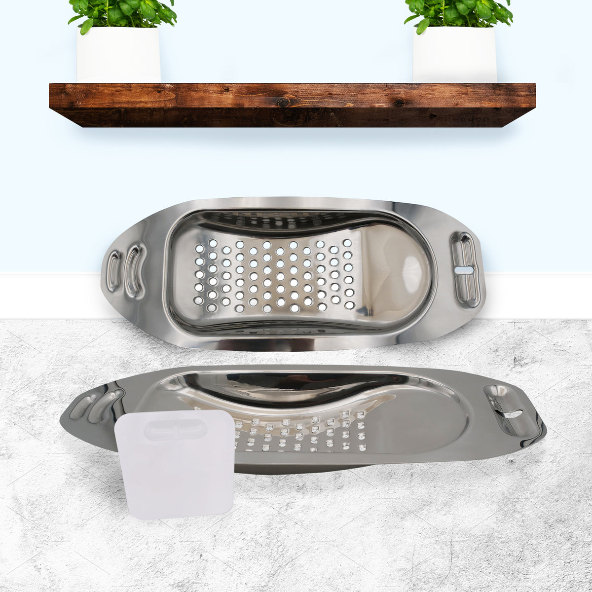 Weis Spätzle - Piatto Per Spätzle In Acciaio Inox Con Raschietto, Fori 8 Mm Per Knöpfle Bavaresi, 27,7x32,5x1,5 Cm
