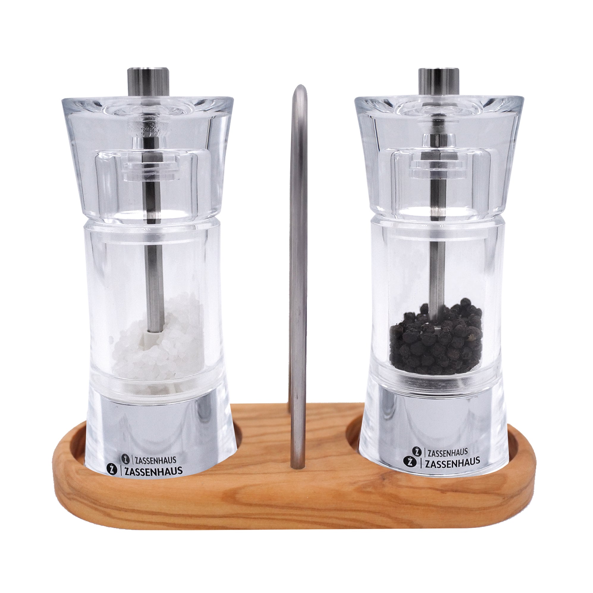 Zassenhaus Pepper / Salt Mill SET Aachen with Mill Coaster — Loewen